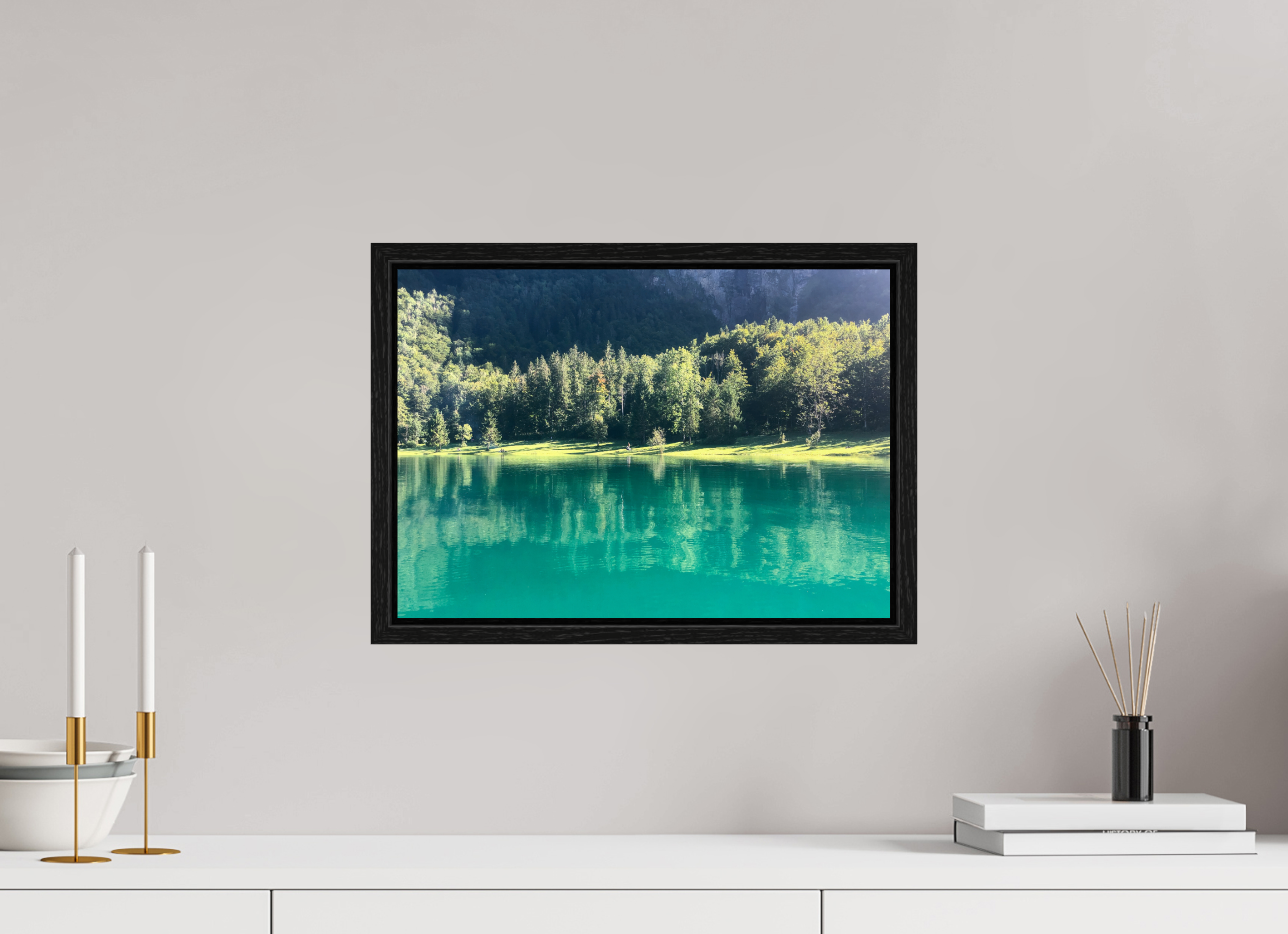 42.4 x 30 cm, Floater Frame Klöntalersee trees
