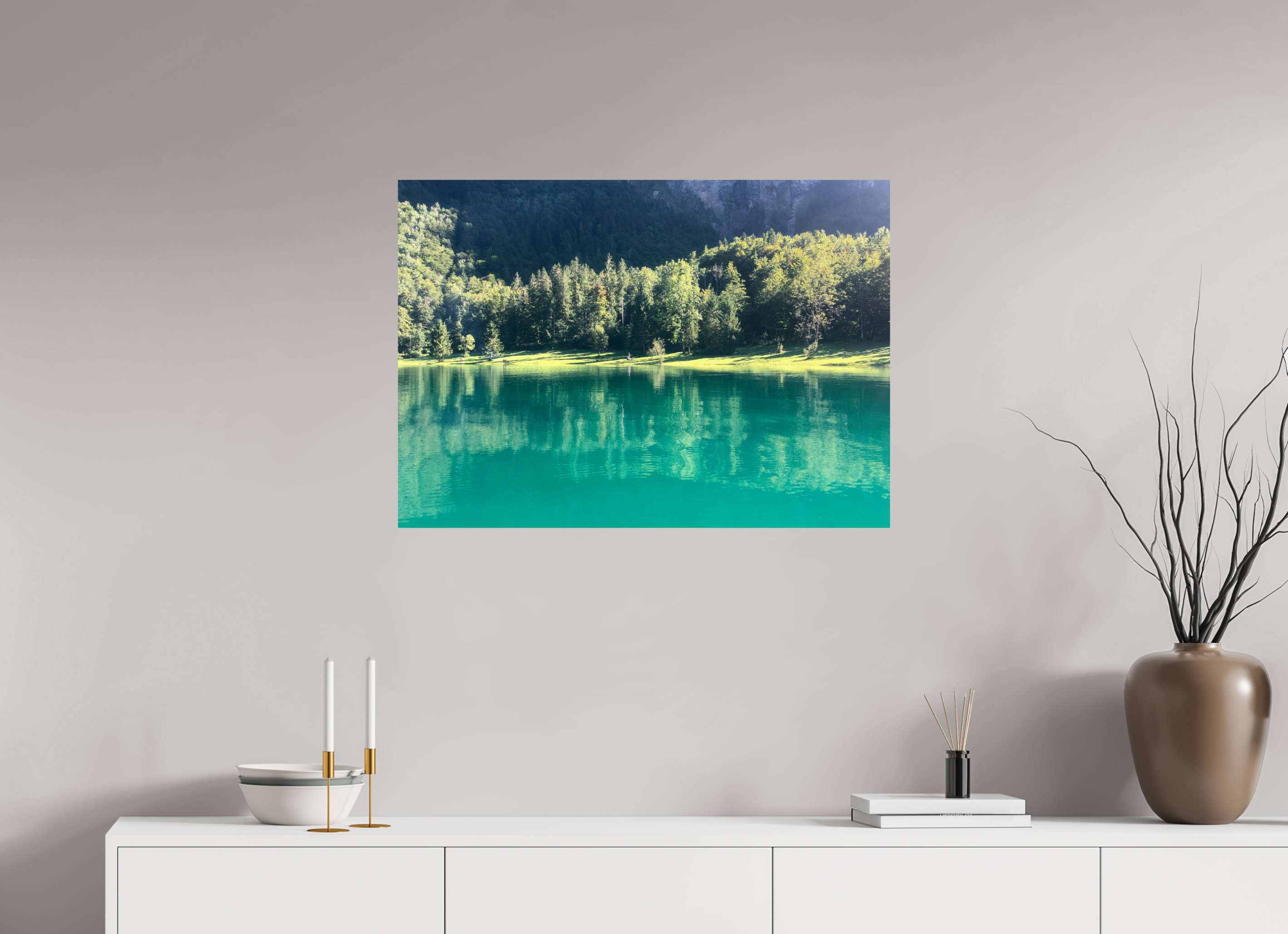 84.8 x 60 cm, Photo Print On Fuji Crystal DP II Klöntalersee trees